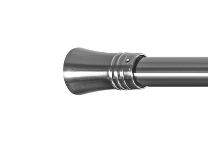Marlow Silver Double Curtain Rod Steel Pole Pommel Set Extendable Adjustable-1910112209267200004