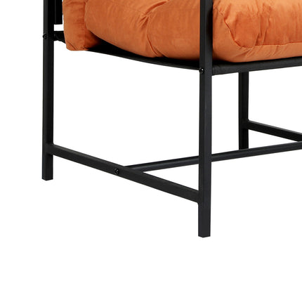 Levede Metal Framed Lounge Chair Velvet in Orange-1954802470106566660
