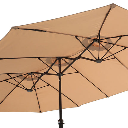 Centra 4.5M Double-sided Patio Umbrella Outdoor Umbrella Base Stand Khaki-1954802422325055492