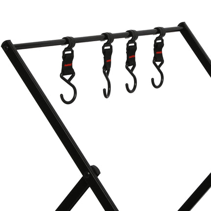 Levede Foldable Camping Storage Shelves 2 Layer with Hooks Black-1975420369112272900
