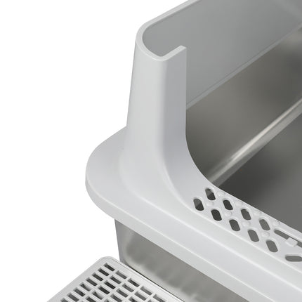 Pawz Stainless Steel Cats Litter Box Hooded High Enclosed Large Kitty Toilet-2029334099461804036