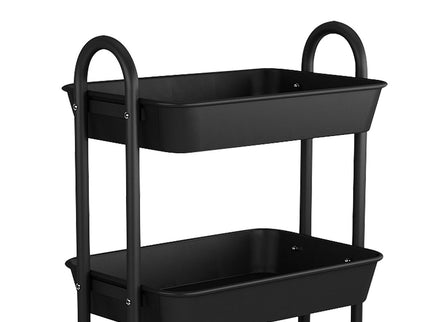 Levede 3 Tiers Kitchen Storage Trolley Black-1917016722502717444