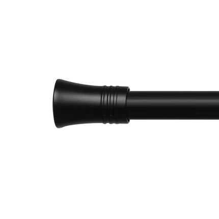Marlow Black Double Curtain Rod Steel Pole Pommel Set Extendable Adjustable-1954802388695126020