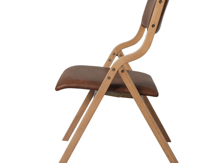 Levede 2x Dining Chairs Foldable PU Brown-1942353408841355268