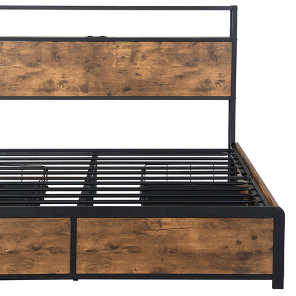Levede Queen Bed Frame RGB LED 4 Drawers USB-1975420521562640388
