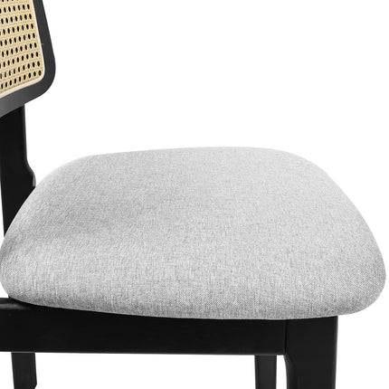 Levede Dining Chair Wood Rattan Armless Black x8-2006732736517246980