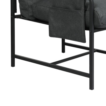 Levede Metal Framed Lounge Chair Linen in Dark Grey-1954802470328864772