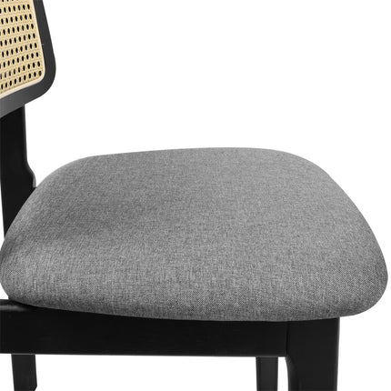 Levede 2x Dining Chair Wood Rattan Armless Black-1975420339055890436