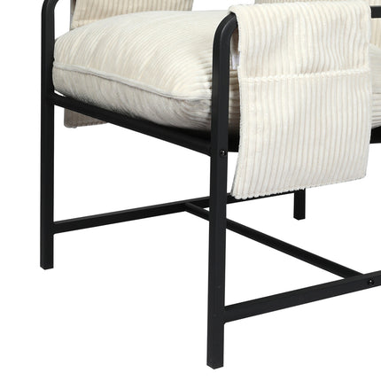Levede Metal Framed Lounge Chair Corduroy in Beige-1954802469909434372