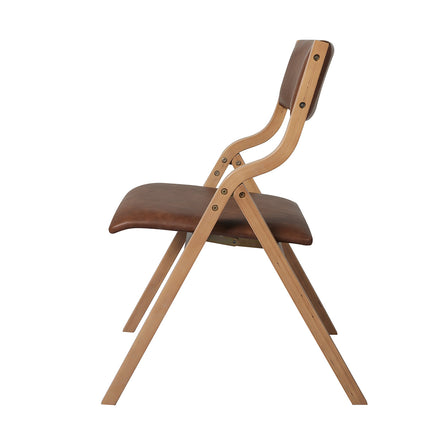 Levede 2x Dining Chairs Foldable PU Brown-1975420497265037316