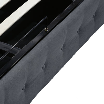 Levede Fabric Bed Frame Queen Tufted Dark Grey-1973194028933582852