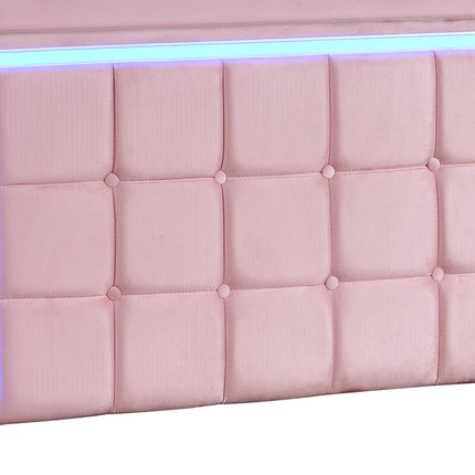 Levede King Floating Bed Frame LED Headboard USB Pink-2006732795224920068