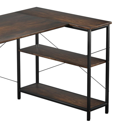 Levede L Shaped Computer Desk Corner Desk Brown-1973193440879579140