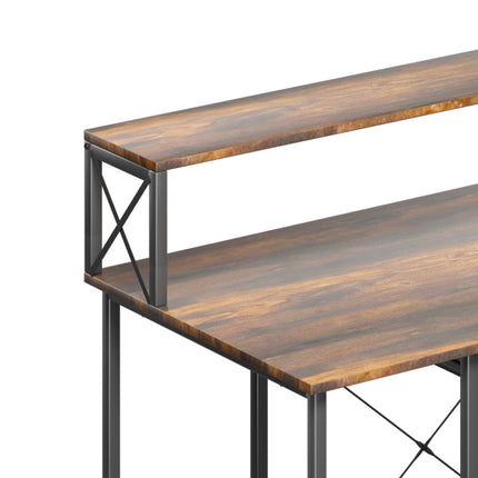 Levede Office Gaming Computer Desk Brown-1975420387466547204