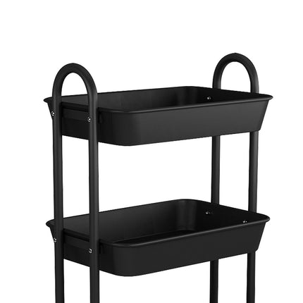 Levede 3 Tiers Kitchen Storage Trolley Black-1973193878030913540