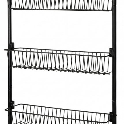Toque Over the Door Pantry Organiser 6 Tiers Metal Hanging Storage Rack Black-2050059015542673413