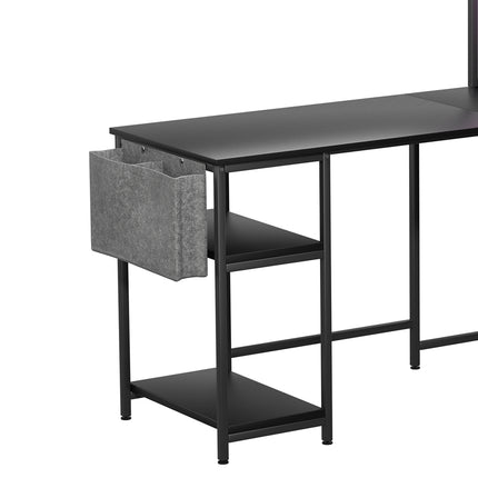 Levede L Shaped Gaming Desk with LED Lights Black-1975420366776045573