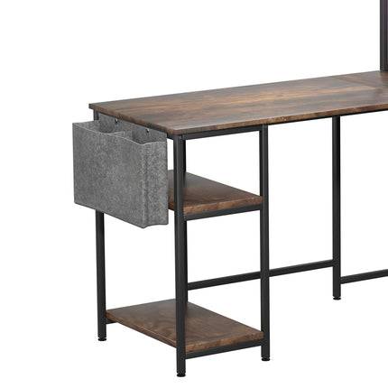 Levede L Shaped Gaming Desk with LED Lights Brown-1975420387298775045