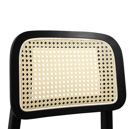 Levede 2x Dining Chair Wood Rattan Armless Black-1975420339055890437