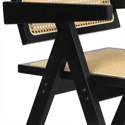 Levede 1x Black Wicker Armchair Dining Chair-1975420497621553157