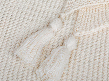 DreamZ Knitting Throw Blanket Cushion Beige-1910113222975950853