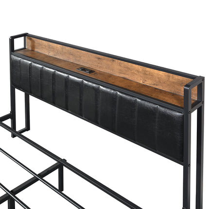 Levede Queen Bed Frame PU 4 Drawer USB Charge-1975420521386479621