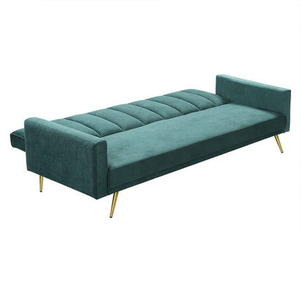 Levede Sofa Bed Convertible Velvet Lounge Recliner Couch Sleeper 3 Seater Green-1973193800419512325