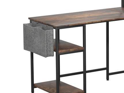 Levede L Shaped Gaming Desk with LED Lights Brown-1910112202766028805