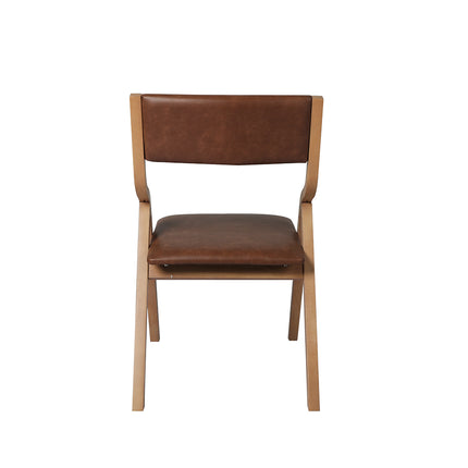 Levede 2x Dining Chairs Foldable PU Brown-1975420497265037317