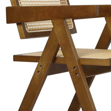 Levede 2x Walnut Wicker Armchair Dining Chair-2006732730611666949