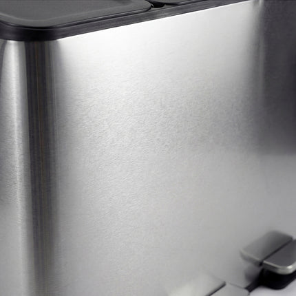 Toque Pedal Rubbish Bin Kitchen Trash Can Stainless Steel 3 x 18L Waterproof-2050056777290092549