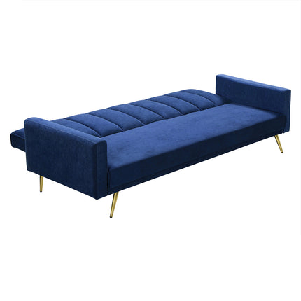 Levede Sofa Bed Convertible Velvet Lounge Recliner Couch Sleeper 3 Seater Blue-1975420375567306757