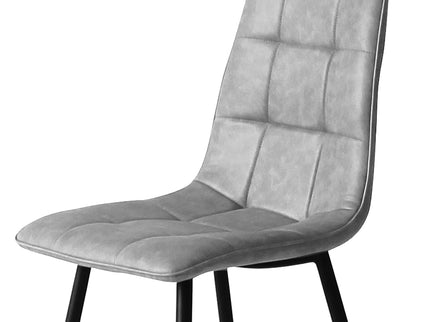 Levede 4x Dining Chairs Kitchen Chair Grey Faux Leather-1910113287937331205