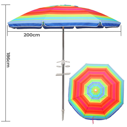 Mountview 2M Outdoor Beach Umbrellas Sand Colorful-1910112264913031170