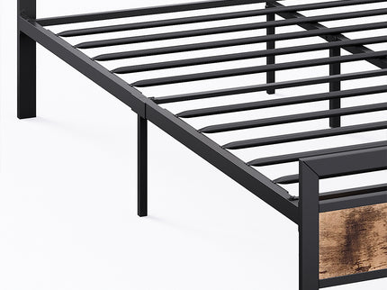 Metal Bed Frame Mattress Base Set Wood Queen-1910113214738337797