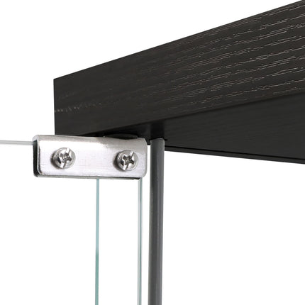 Stacked Display Storage Cabinet Glass Black-1973193812079677445