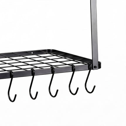 Toque Metal Pot Pan Rack Hanging Kitchen Shelf Wall Mounted Organizer 10 Hooks-2061251871485595653