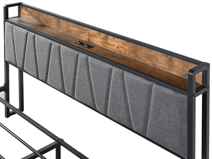 Levede Double Bed Frame Tufted Headboard USB Charge-1910112197686726661