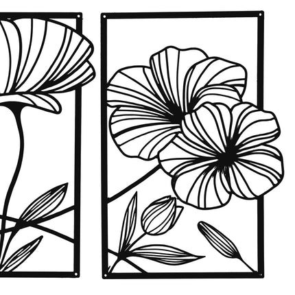 Yezi Metal Wall Art 4Pcs Floral Minimalist Line Decor-1973193531543654405