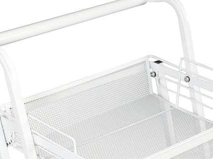 Levede 3 Tier Kitchen Trolley Cart Swivel White Colour-1864184350837444613