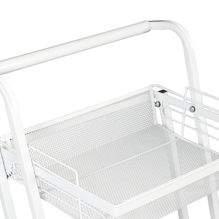 Levede 3 Tier Kitchen Trolley Cart Swivel White Colour-1975420477455339525