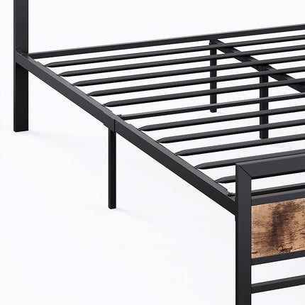 Metal Bed Frame Mattress Base Set Wood Queen-1954802936362176517