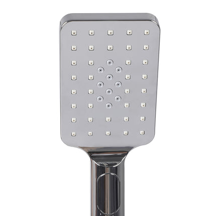High Pressure Shower Head Set Rain Square Silver-1975420467527421957