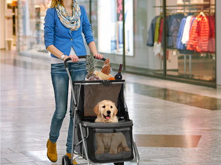 PaWz Pet Stroller 2-Tier Dog Cat Carrier Foldable-1864184625967009799