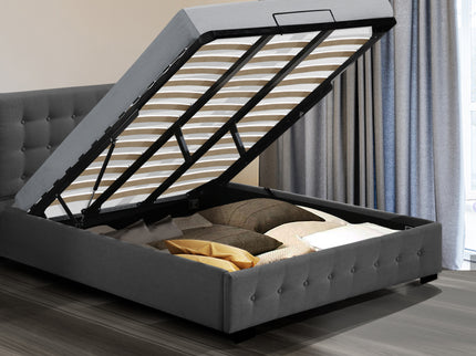 Levede Fabric Bed Frame King Tufted Dark Grey-1910113203594072071