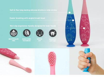 Marcus & Marcus - 24M+ Reusable Silicone Toothbrush blue-1875027475084480515