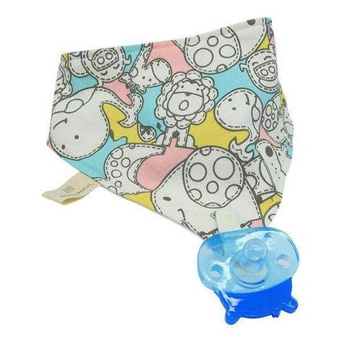 Marcus & Marcus- Organic Bandana Bib & Pacifier Bib Lucas the Hippo- Blue-1875027427399438336