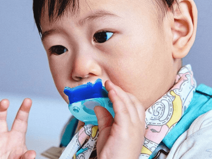 Marcus & Marcus- Organic Bandana Bib & Pacifier Bib Lucas the Hippo- Blue-1875027427399438341