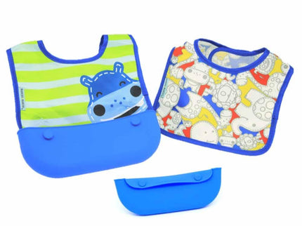 Marcus & Marcus - travel bib Lucas the Hippo- Blue-1875027518390669312