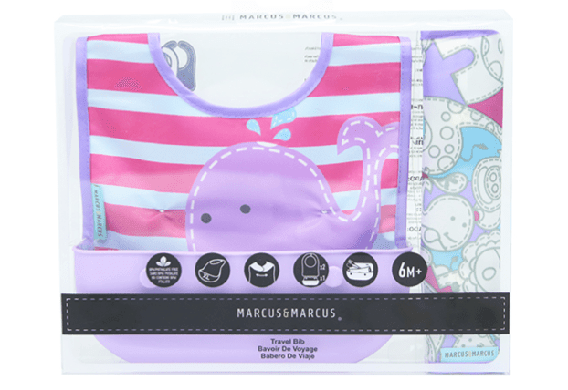 Marcus & Marcus - travel bib Lucas the Hippo- Blue-1875027518390669314